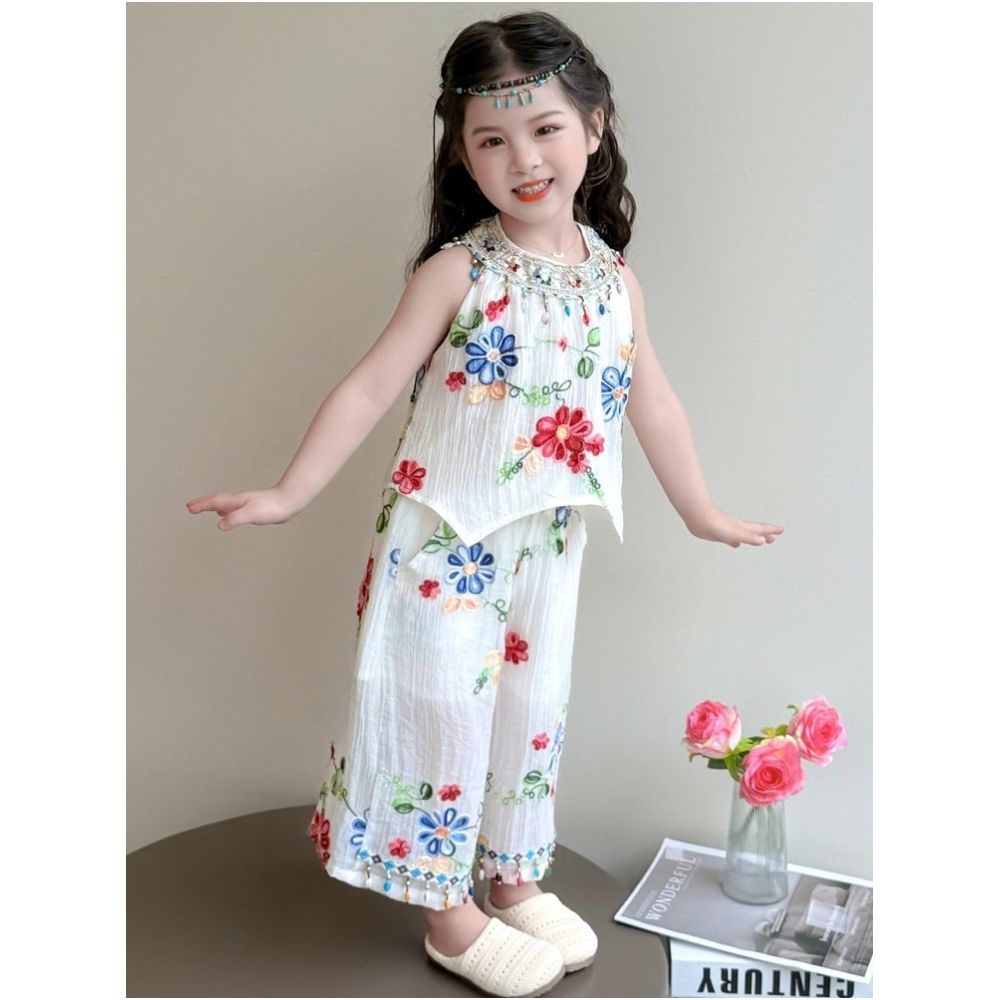 Girls Set Summer 2025 New Fashionable Children s Super Beautiful Summer Clothes Children s Super Hot Beautiful Clothes Two Piece Set image 1