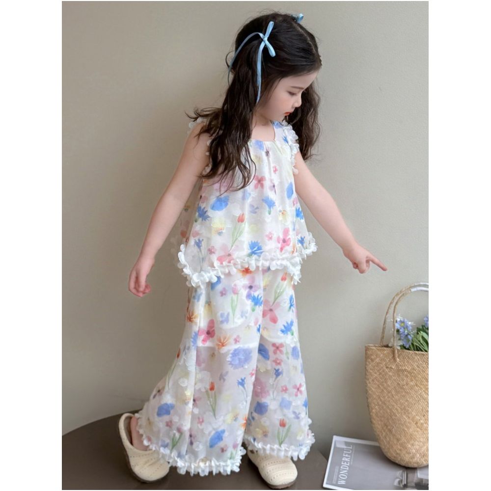 Girls Summer Set 2025 New Fashionable and Stylish Style Baby Girl Summer Thin Edition Super Beautiful Lace Set Summer image 0