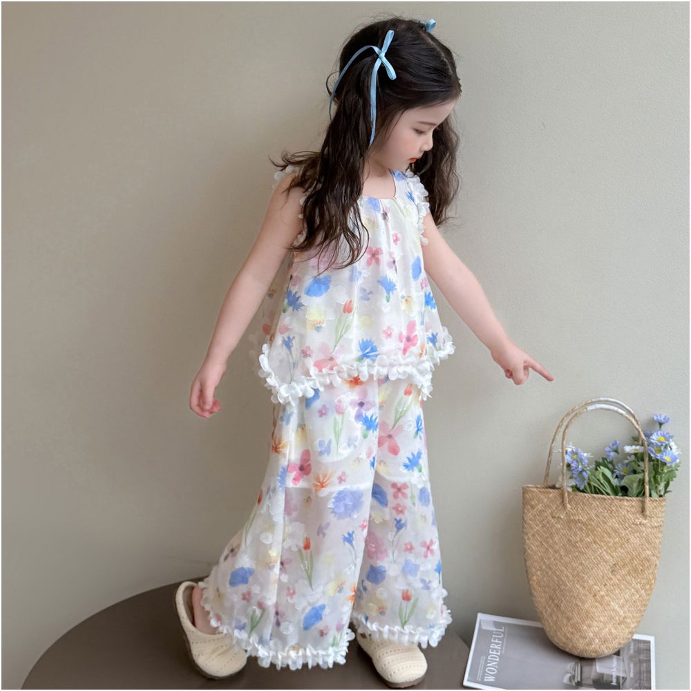 Girls Summer Set  New Fashionable and Stylish Style Baby Girl Summer Thin Edition Super Beautiful Lace Set Summer