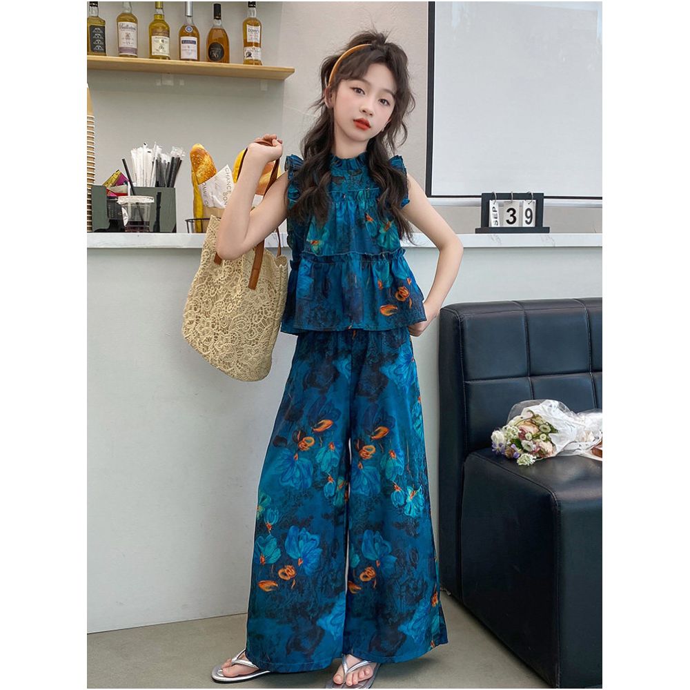 Girls Summer Clothing National Style Set 2025 New Summer Internet Celebrity Big Children s Girls Trendy Cool Dress Unique and Super Beautiful image 1
