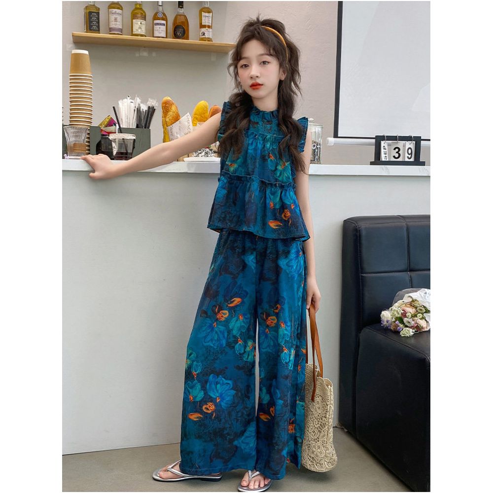 Girls Summer Clothing National Style Set 2025 New Summer Internet Celebrity Big Children s Girls Trendy Cool Dress Unique and Super Beautiful image 4