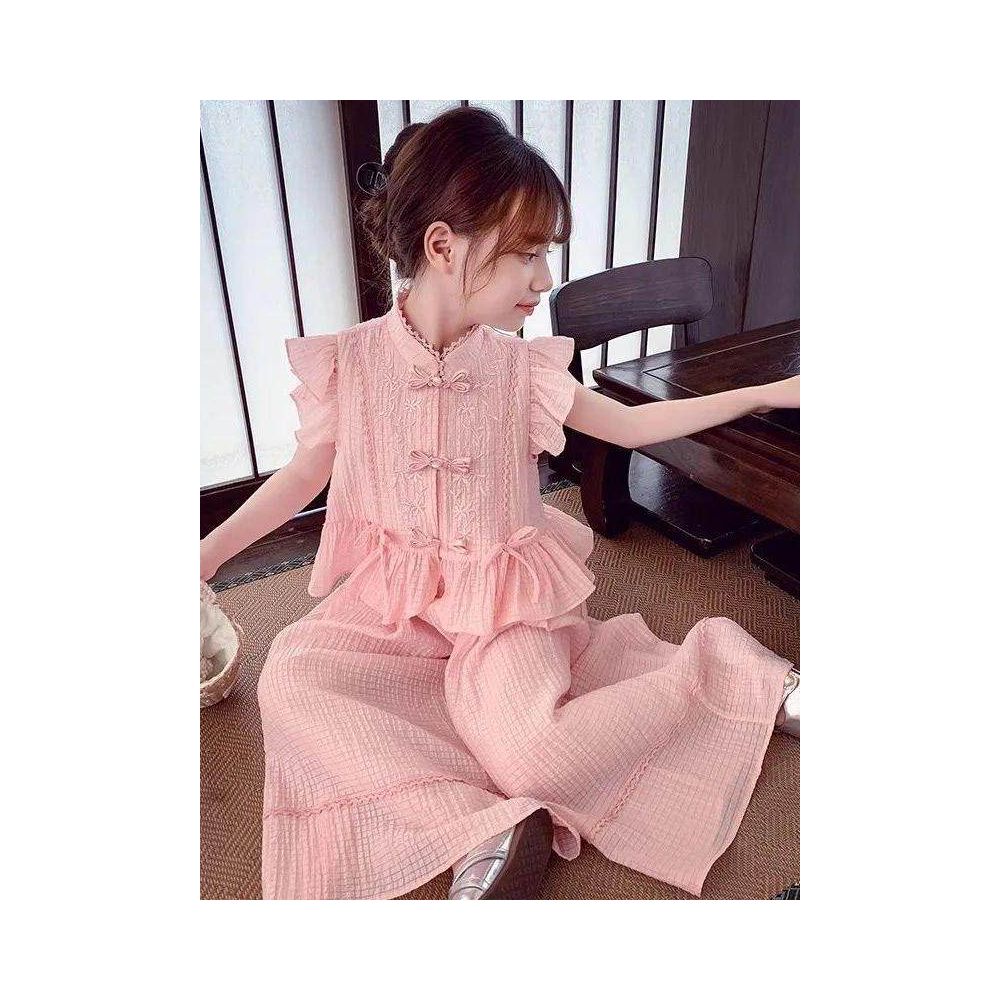 Girls Summer Dress Set 2025 New Style Chinese Style Clothes Children s Fashion Summer Two Piece Set for Big Kids image 0