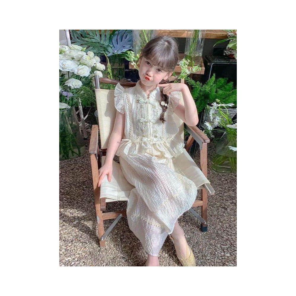 Girls Summer Dress Set 2025 New Style Chinese Style Clothes Children s Fashion Summer Two Piece Set for Big Kids image 1