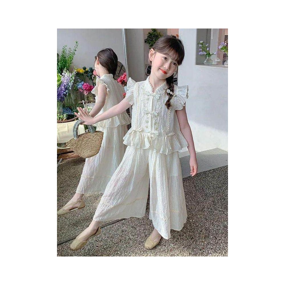 Girls Summer Dress Set 2025 New Style Chinese Style Clothes Children s Fashion Summer Two Piece Set for Big Kids image 2