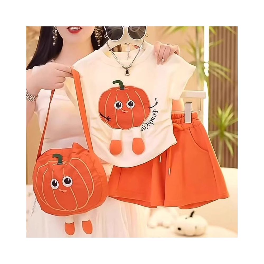 Girls Summer Set 2025 New Children s Summer Set Western Style Internet Celebrity Fashionable and Casual Girls Short Sleeve Two Piece Set image 4