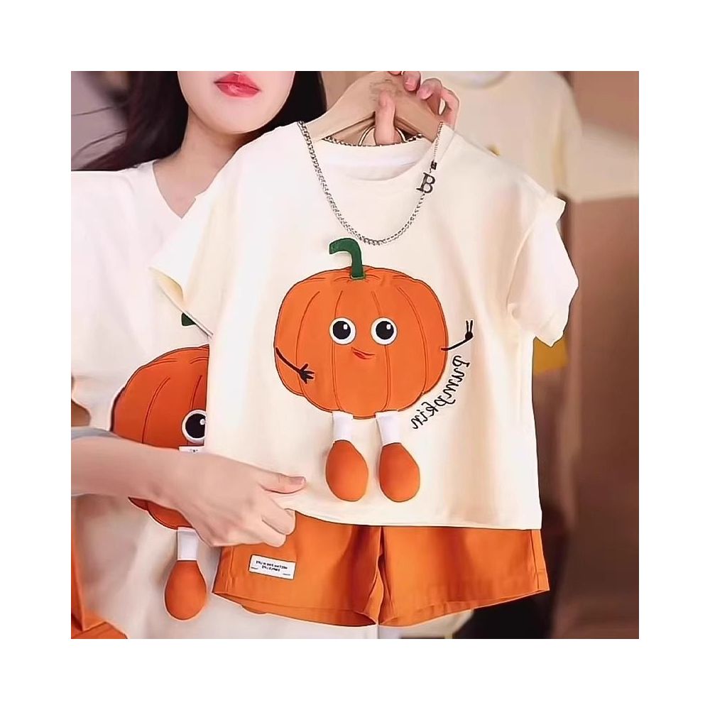 Girls Summer Set  New Children s Summer Set Western Style Internet Celebrity Fashionable and Casual Girls Short Sleeve Two Piece Set