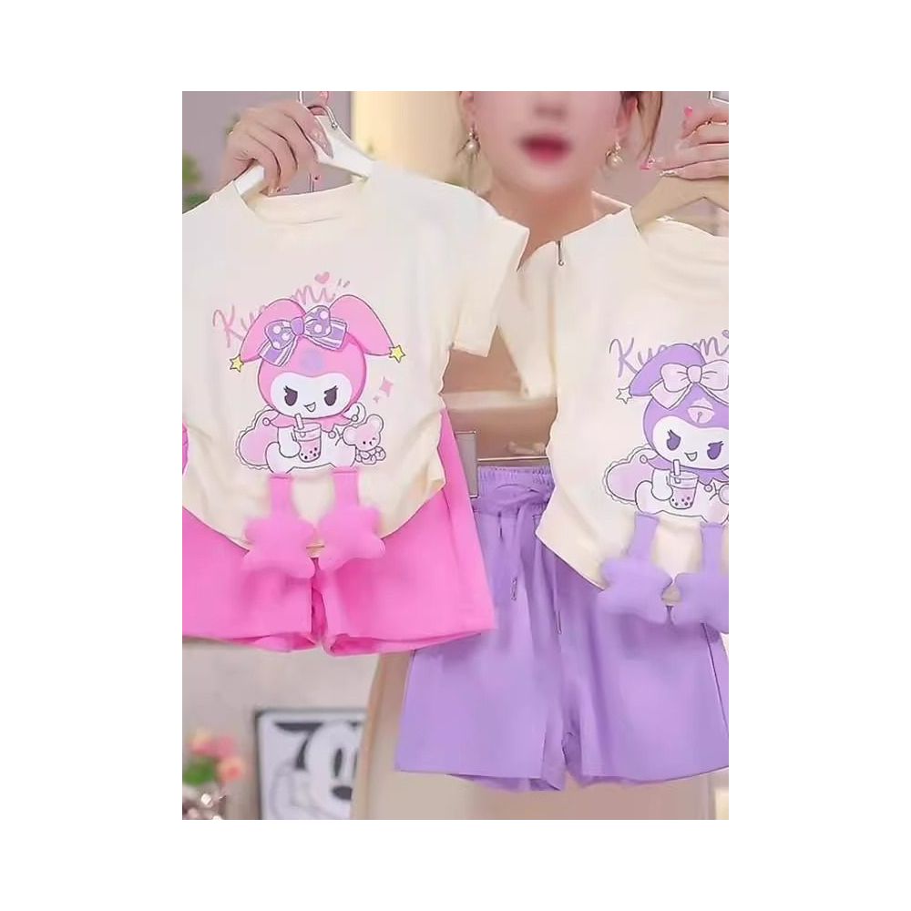 Girls Summer Sports Set 2025 New Style Children s Fashion Two piece Set Girls Summer Clothing Kuromi Clothes image 2
