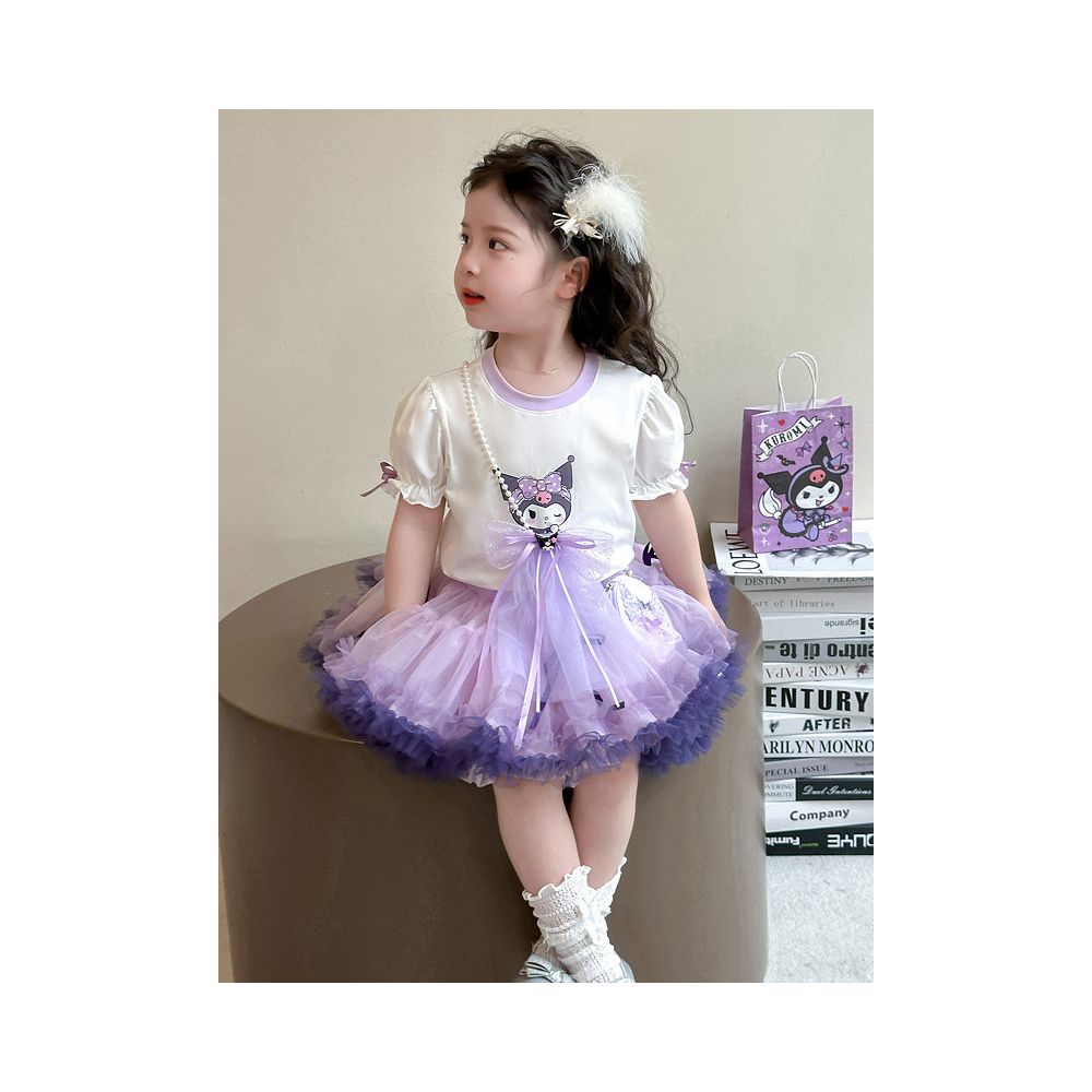 Girls summer dress set 2025 new children s Kulomi tutu yarn skirt fluffy princess summer dress image 2