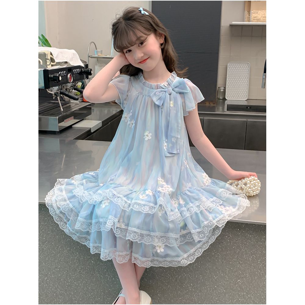 Girls summer dress 2025 new children s summer chiffon dress girls chiffon dress fashionable and beautiful princess dress image 0