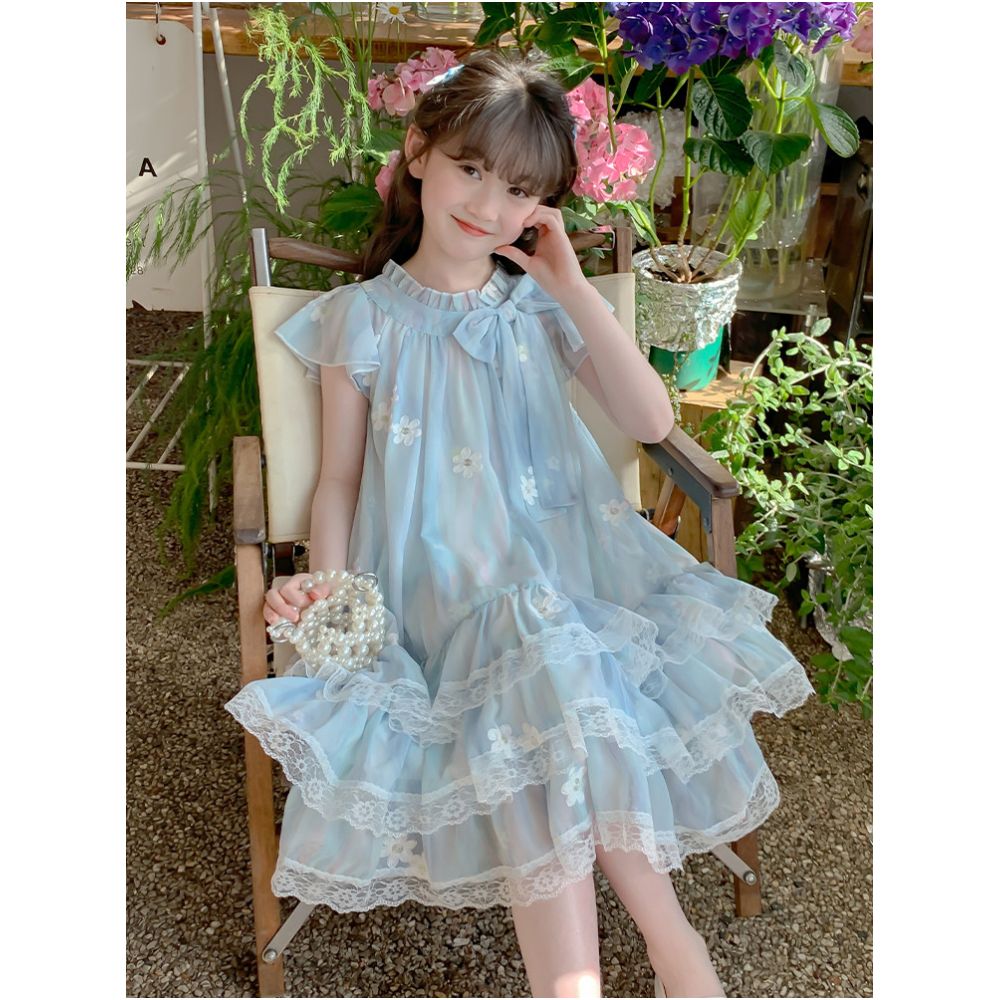 Girls summer dress 2025 new children s summer chiffon dress girls chiffon dress fashionable and beautiful princess dress image 1
