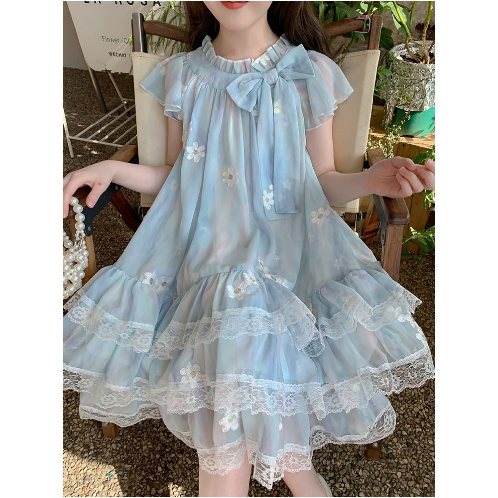 Girls summer dress 2025 new children s summer chiffon dress girls chiffon dress fashionable and beautiful princess dress image 3