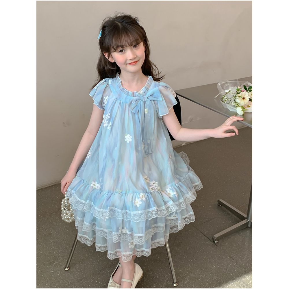 Girls summer dress 2025 new children s summer chiffon dress girls chiffon dress fashionable and beautiful princess dress image 4