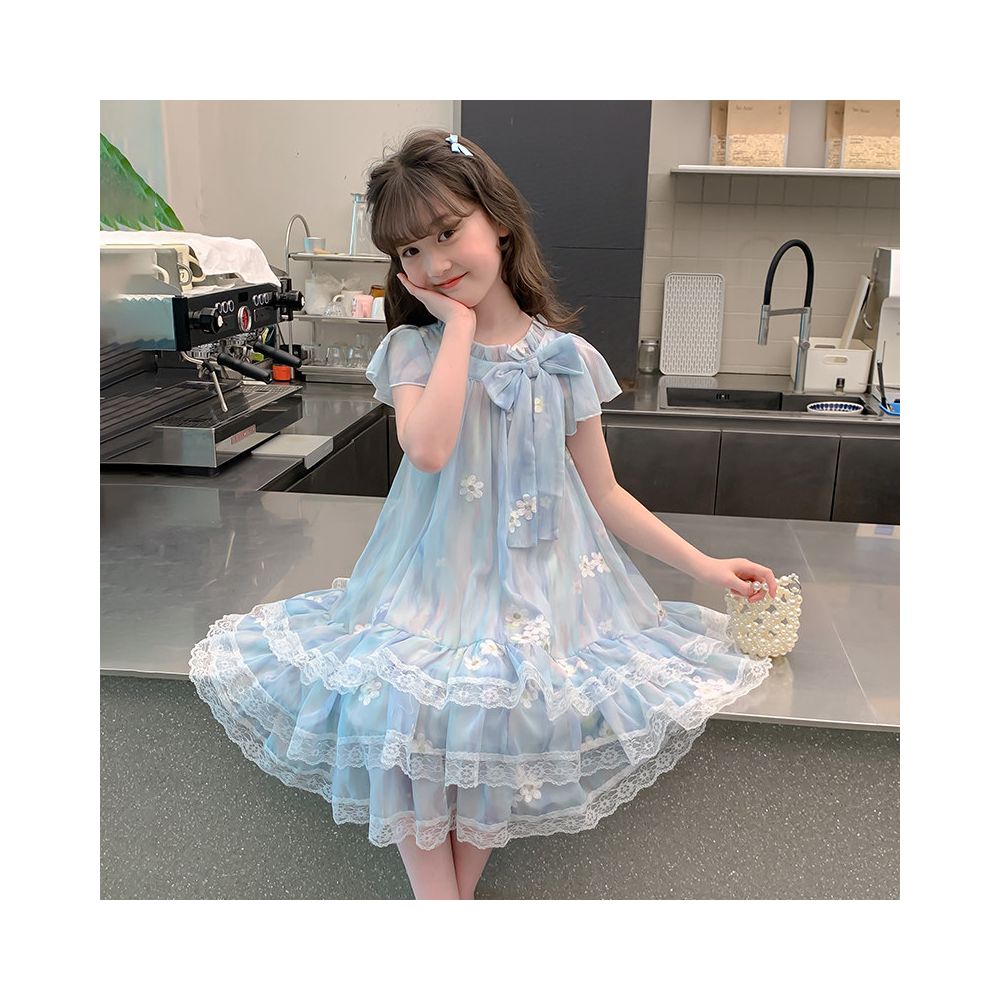 Girls summer dress  new children s summer chiffon dress girls chiffon dress fashionable and beautiful princess dress