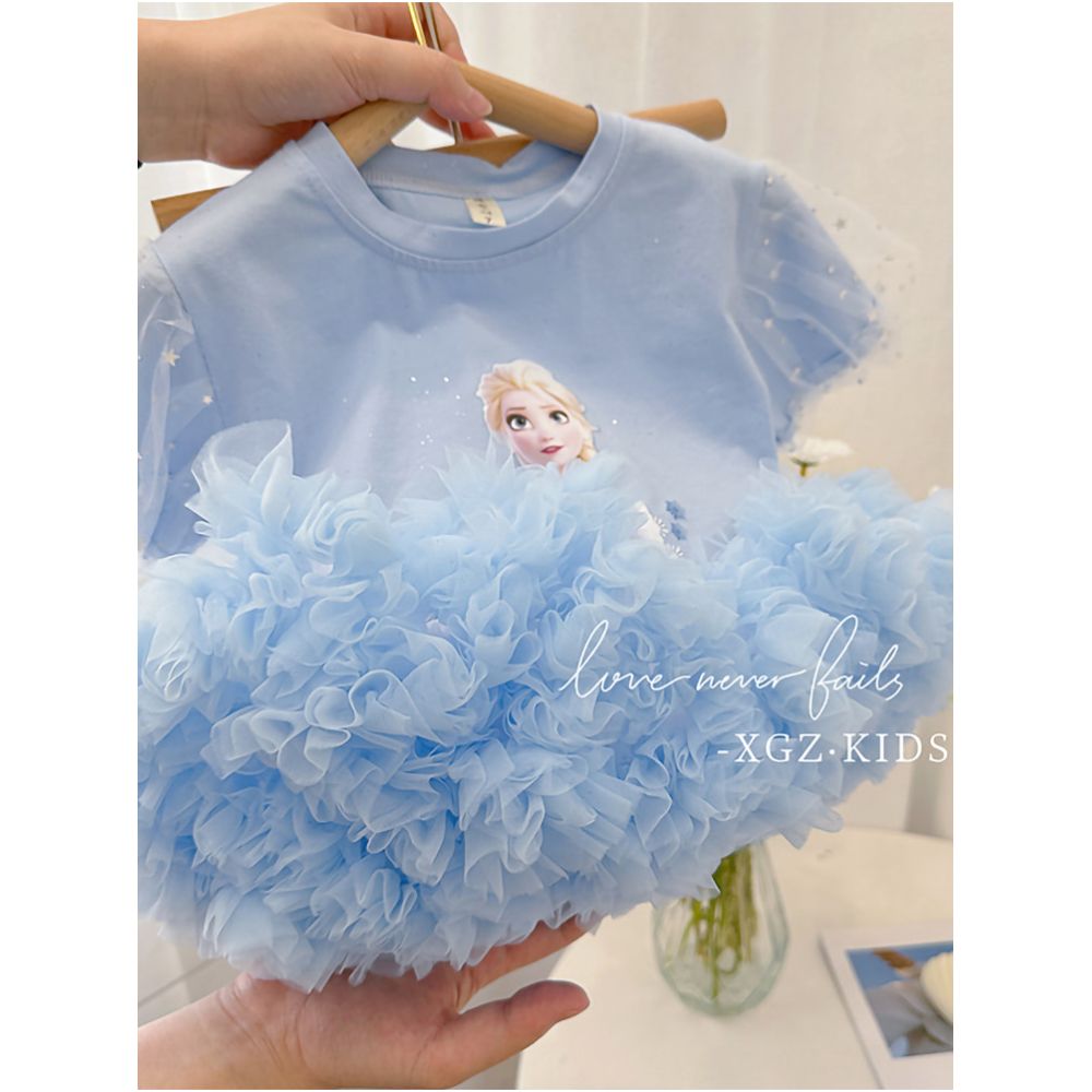 Girl Tutu skirt set summer children s Elsa T shirt with top baby rabbit half body fluffy princess skirt image 3