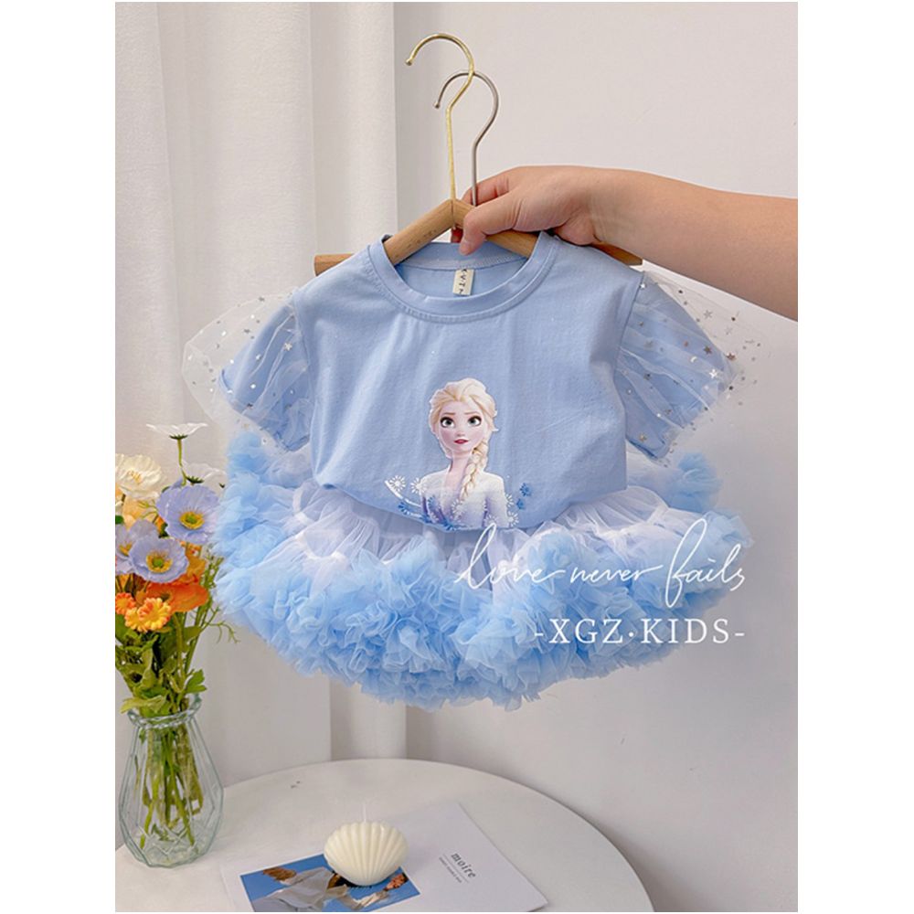 Girl Tutu skirt set summer children s Elsa T shirt with top baby rabbit half body fluffy princess skirt image 4