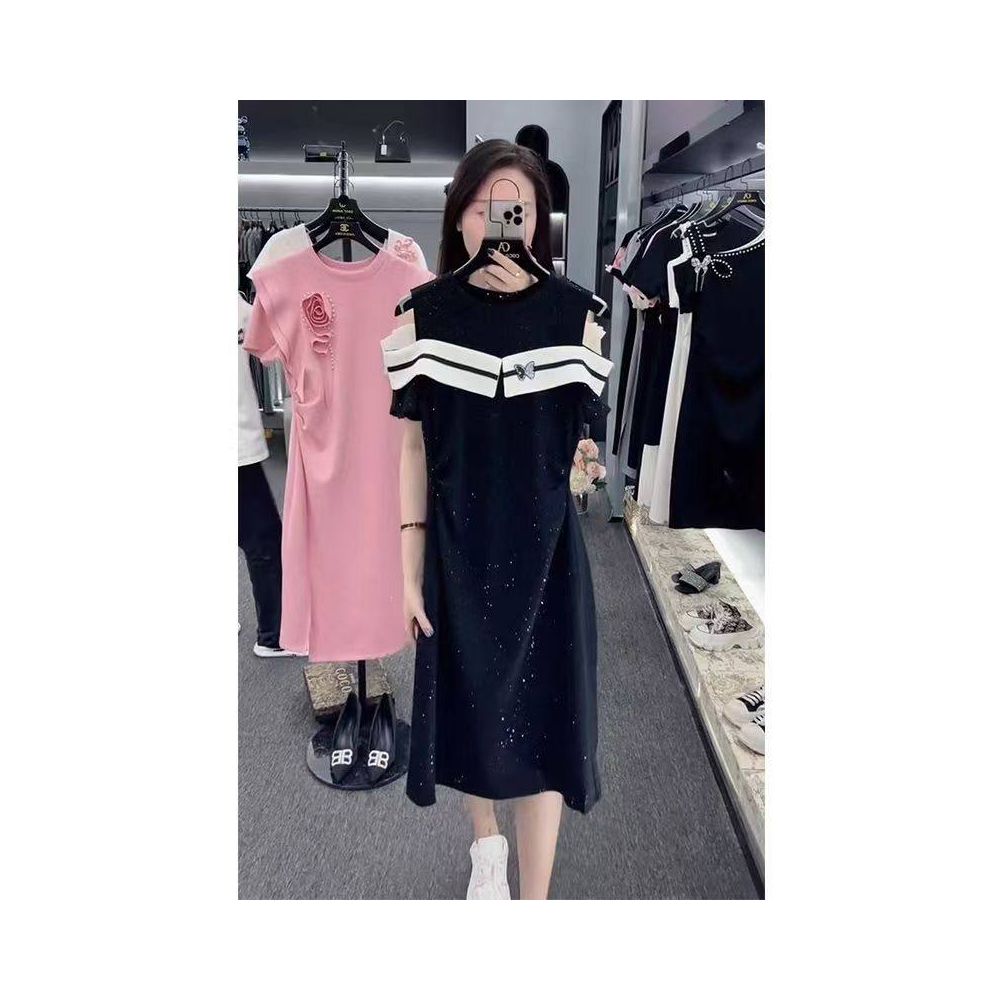 Xiaofei sleeve floral dress for women s summer new style high end feeling waist cinching and slimming French style age reducing suspender long skirt