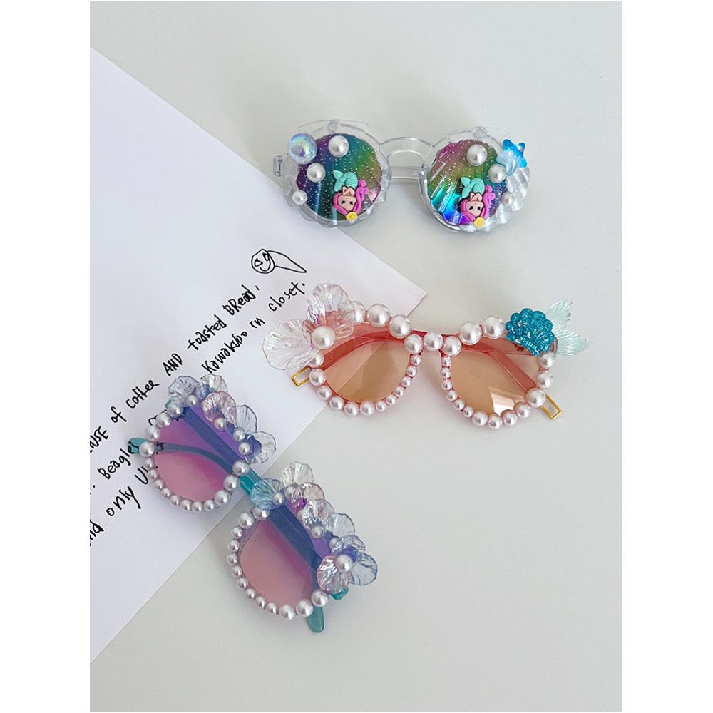 Princess Sunglasses Colorful Internet Celebrity Sunglasses Party Girl Performance Cartoon Children Mermaid Sunscreen Glasses Cute image 1