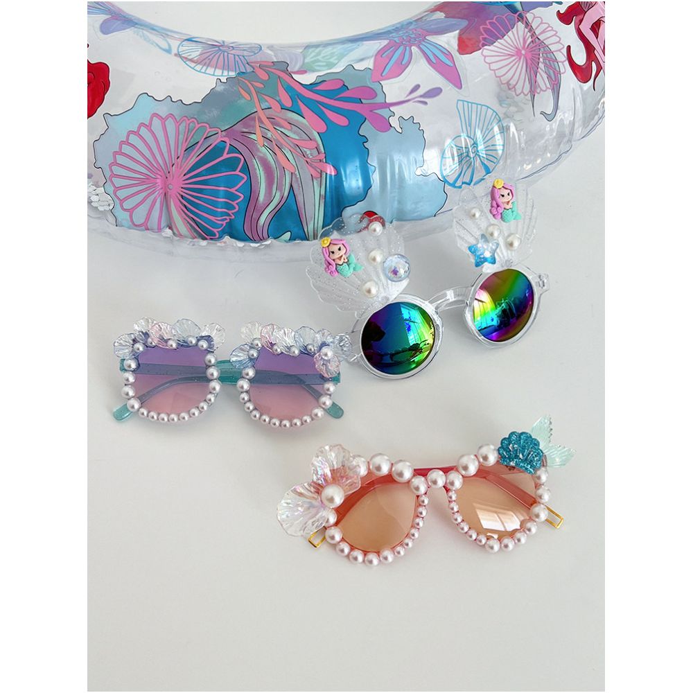 Princess Sunglasses Colorful Internet Celebrity Sunglasses Party Girl Performance Cartoon Children Mermaid Sunscreen Glasses Cute image 2
