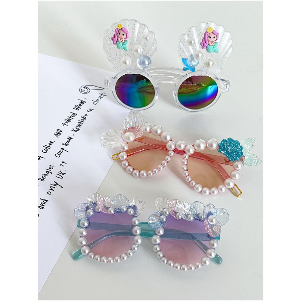 Princess Sunglasses Colorful Internet Celebrity Sunglasses Party Girl Performance Cartoon Children Mermaid Sunscreen Glasses Cute image 4