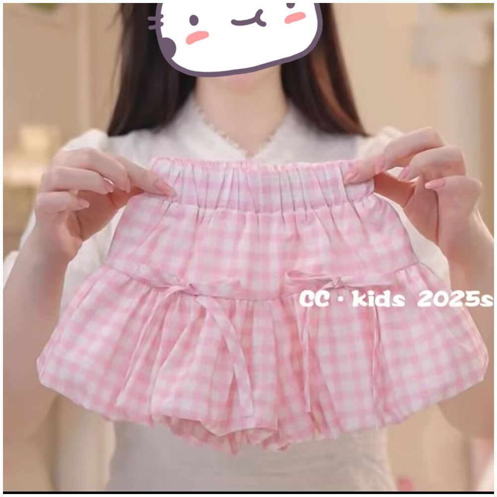 Children s clothing girls summer new cute three dimensional bow bunny flying sleeve skirt and pants set image 2