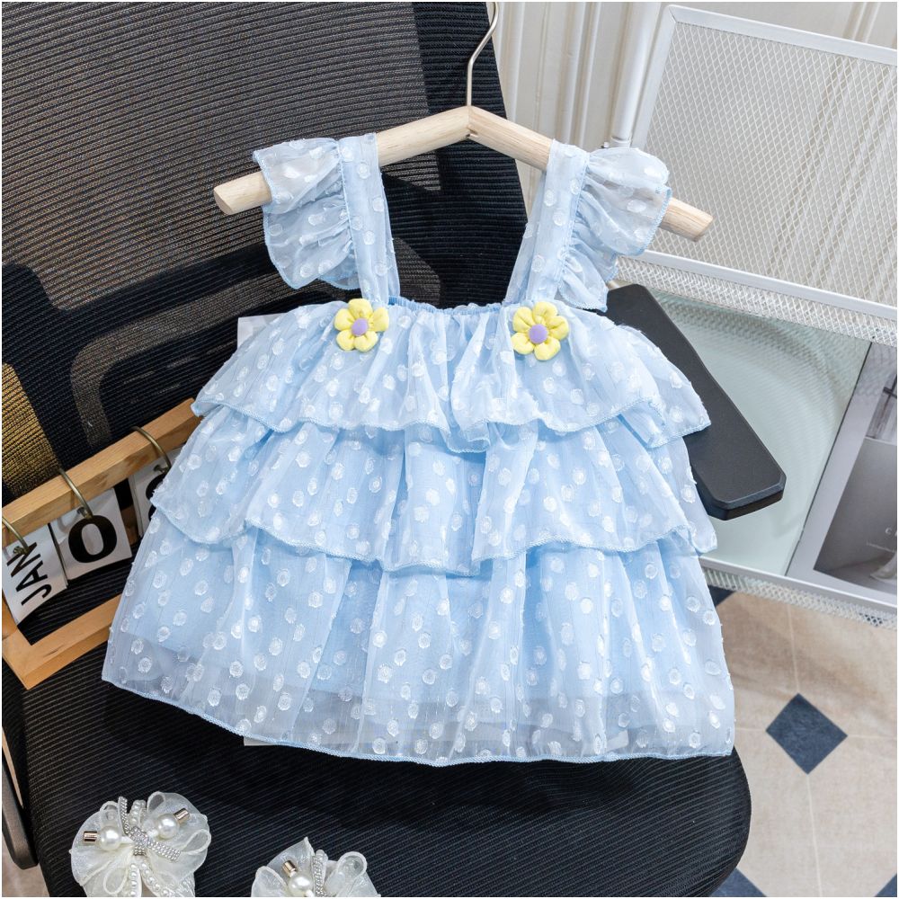 Korean girls summer new camisole for babies fashionable and sweet princess style jacquard thin sleeveless versatile top