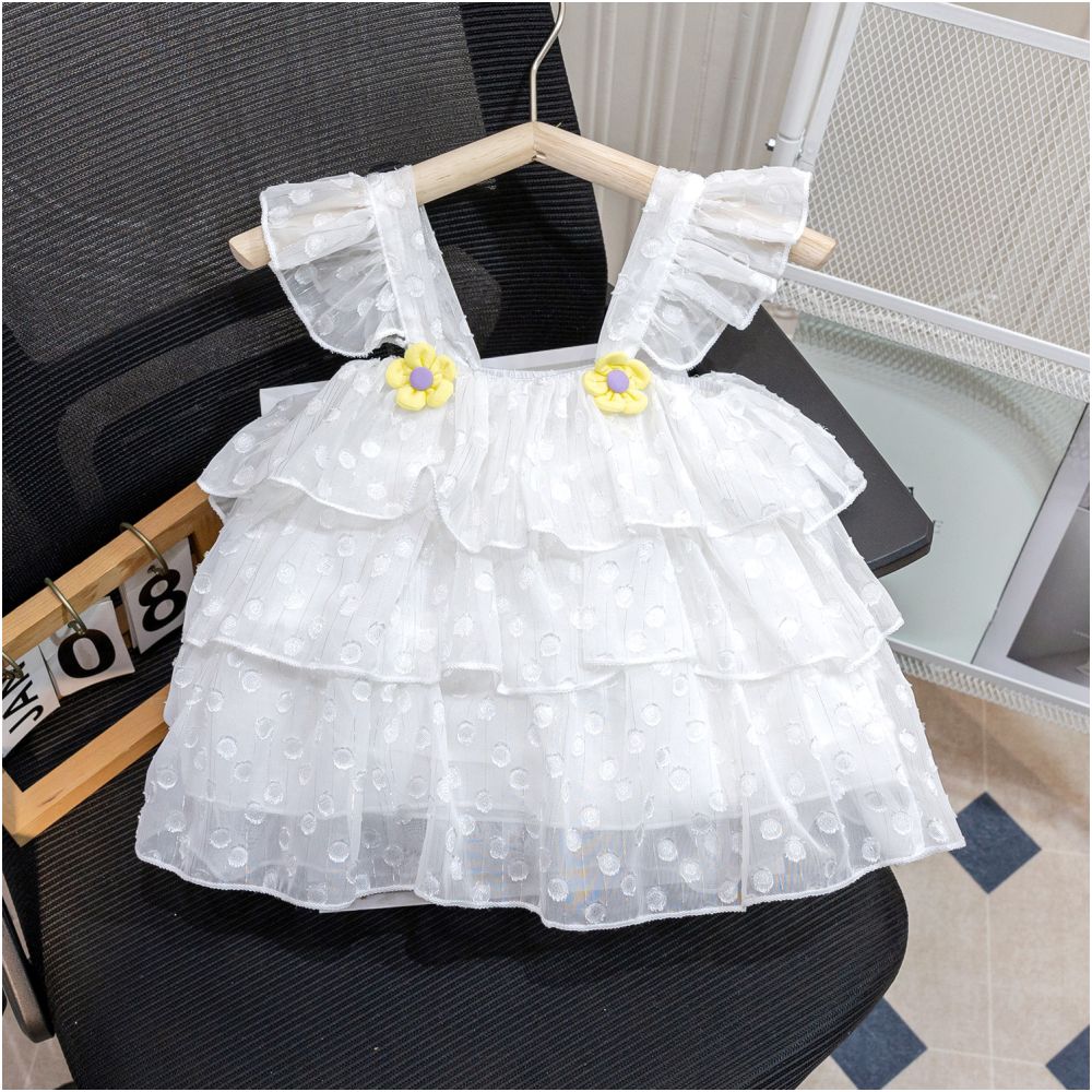 Korean girls summer new camisole for babies fashionable and sweet princess style jacquard thin sleeveless versatile top
