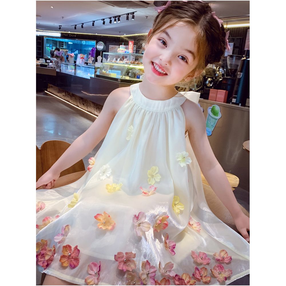 Girls camisole dress girls internet famous hanging neck dress summer dress new style western style children s vacation style beach dress
