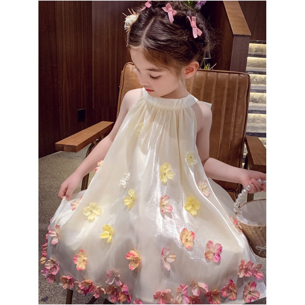 Girls camisole dress girls internet famous hanging neck dress summer dress 2025 new style western style children s vacation style beach dress image 3