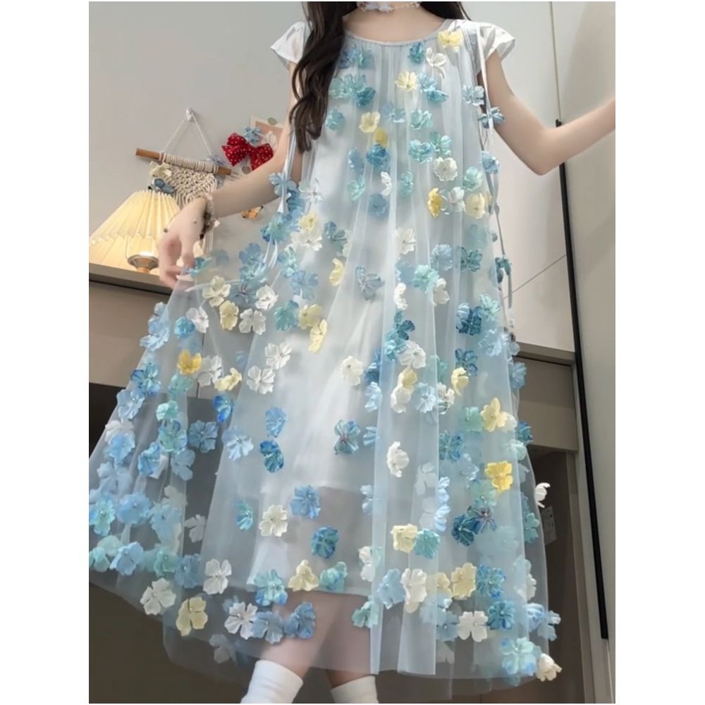 Princess dress for girls 2025 new summer mid size children s petal dress stylish and fashionable girl summer dress image 2