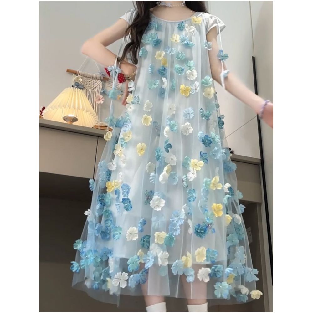 Princess dress for girls 2025 new summer mid size children s petal dress stylish and fashionable girl summer dress image 4
