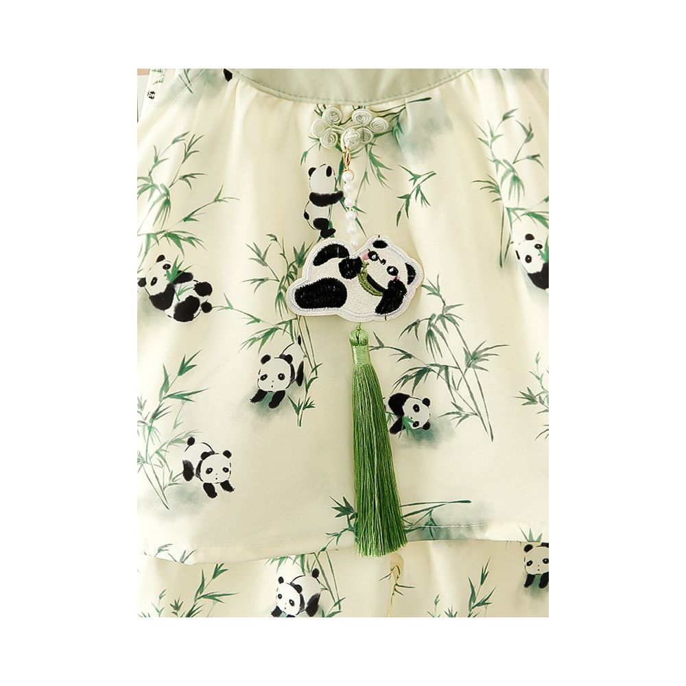 Girls Set Summer 2025 New Baby Style Chinese Style Two piece Set Children s Neck Hanging Strap Shorts image 2