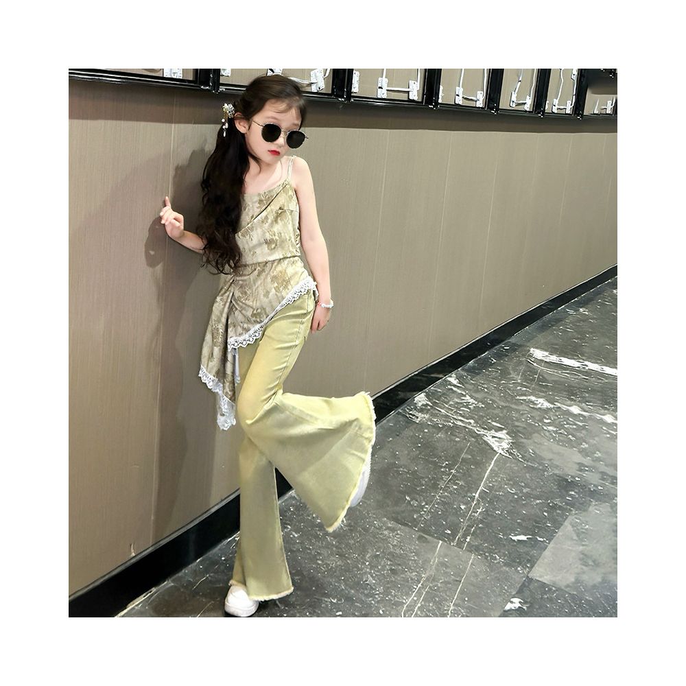 Girls Summer Dress Set 2024 New Style Children s Korean Edition Girls Summer Jeans Strap Skirt Two Piece Set