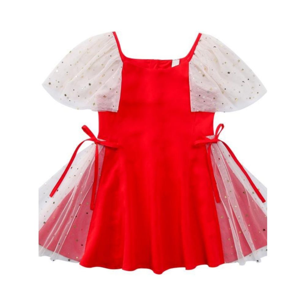 Girls dress red children s dress 2025 new style girls summer dress stylish dress ice silk parent child family dress image 4