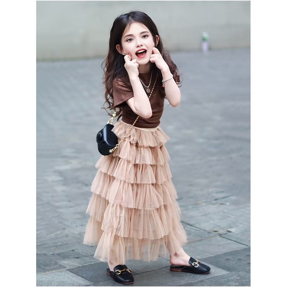 Girls Dress Summer 2025 New Children s Birthday Dress Cake Skirt Half body Dress Big Children s Summer Dress Princess Dress image 0