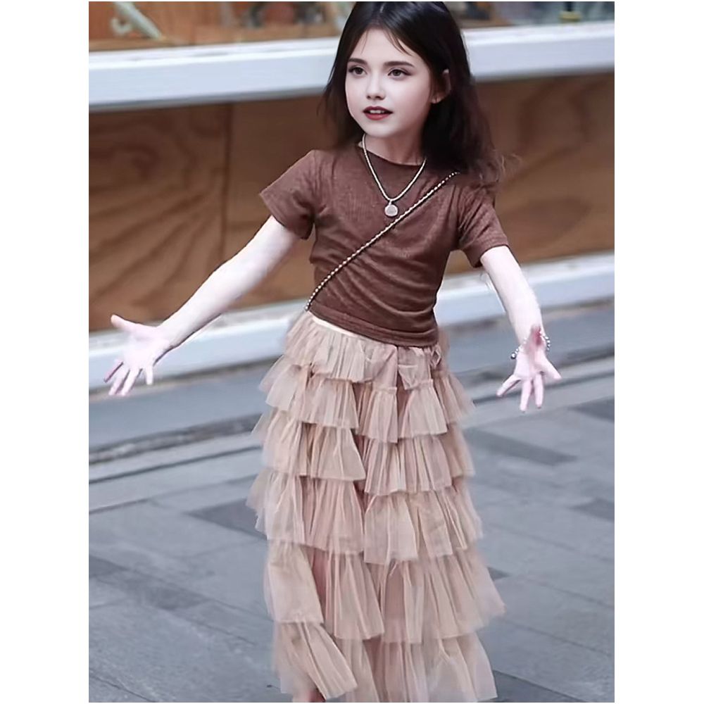 Girls Dress Summer 2025 New Children s Birthday Dress Cake Skirt Half body Dress Big Children s Summer Dress Princess Dress image 3