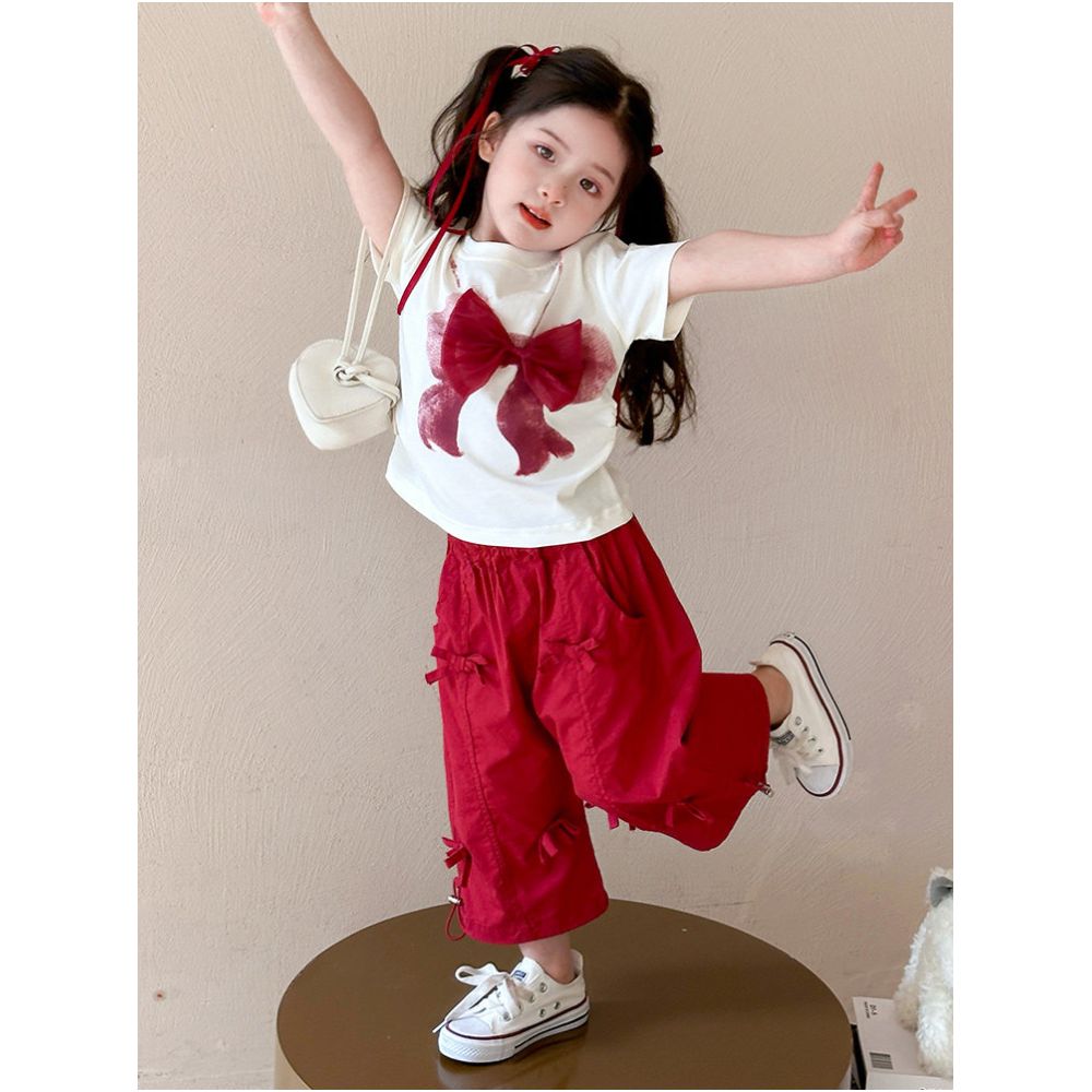 Girls Summer Set 2025 New Fashionable Children s Internet Celebrity Street Explosion Girl Baby Summer Dress Loose Wide Leg Pants Thin image 0