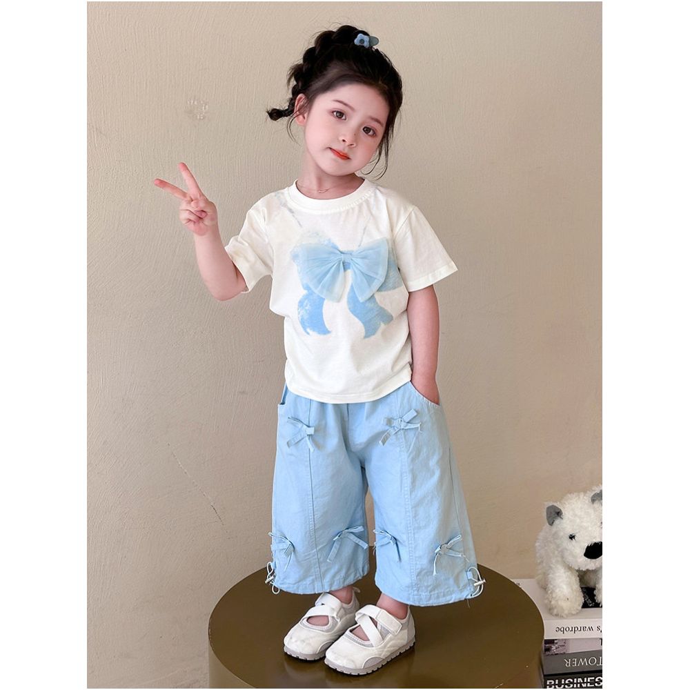Girls Summer Set 2025 New Fashionable Children s Internet Celebrity Street Explosion Girl Baby Summer Dress Loose Wide Leg Pants Thin image 3