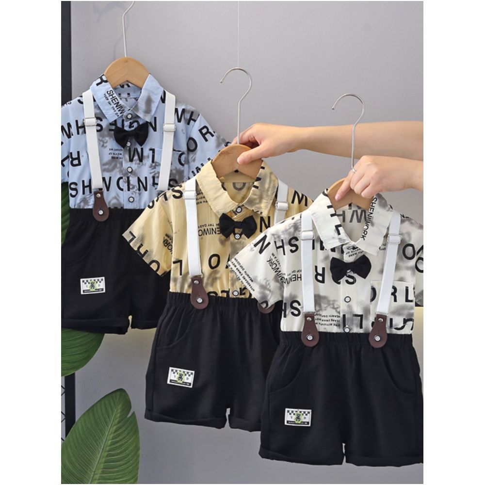 Boys short sleeved set for summer birthday 1 year old dress baby overalls handsome gentleman performance outfit graduation outfit size 5 image 0