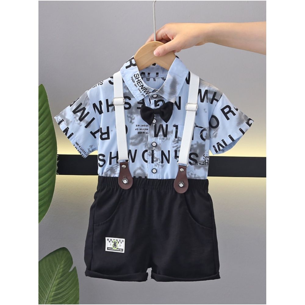 Boys short sleeved set for summer birthday 1 year old dress baby overalls handsome gentleman performance outfit graduation outfit size 5 image 3