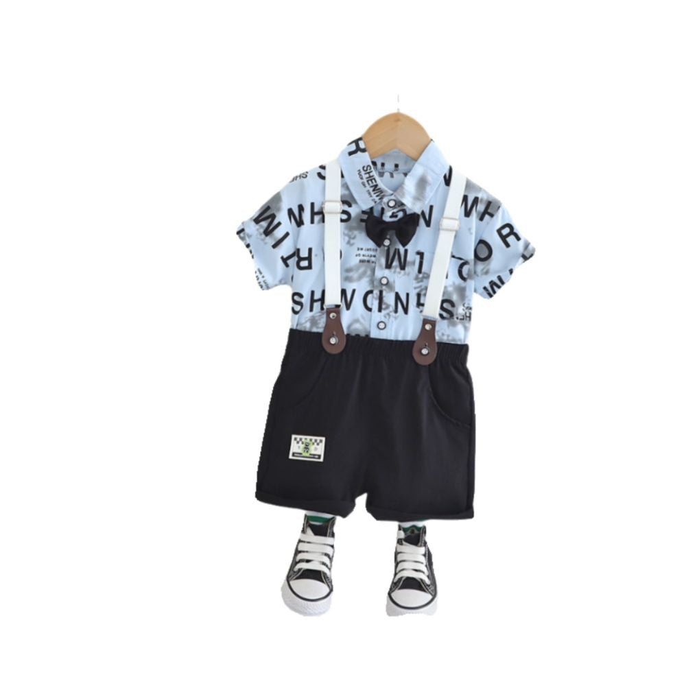 Boys short sleeved set for summer birthday 1 year old dress baby overalls handsome gentleman performance outfit graduation outfit size 5 image 4