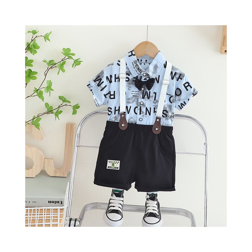 Boys short sleeved set for summer birthday 1 year old dress baby overalls handsome gentleman performance outfit graduation outfit size 5