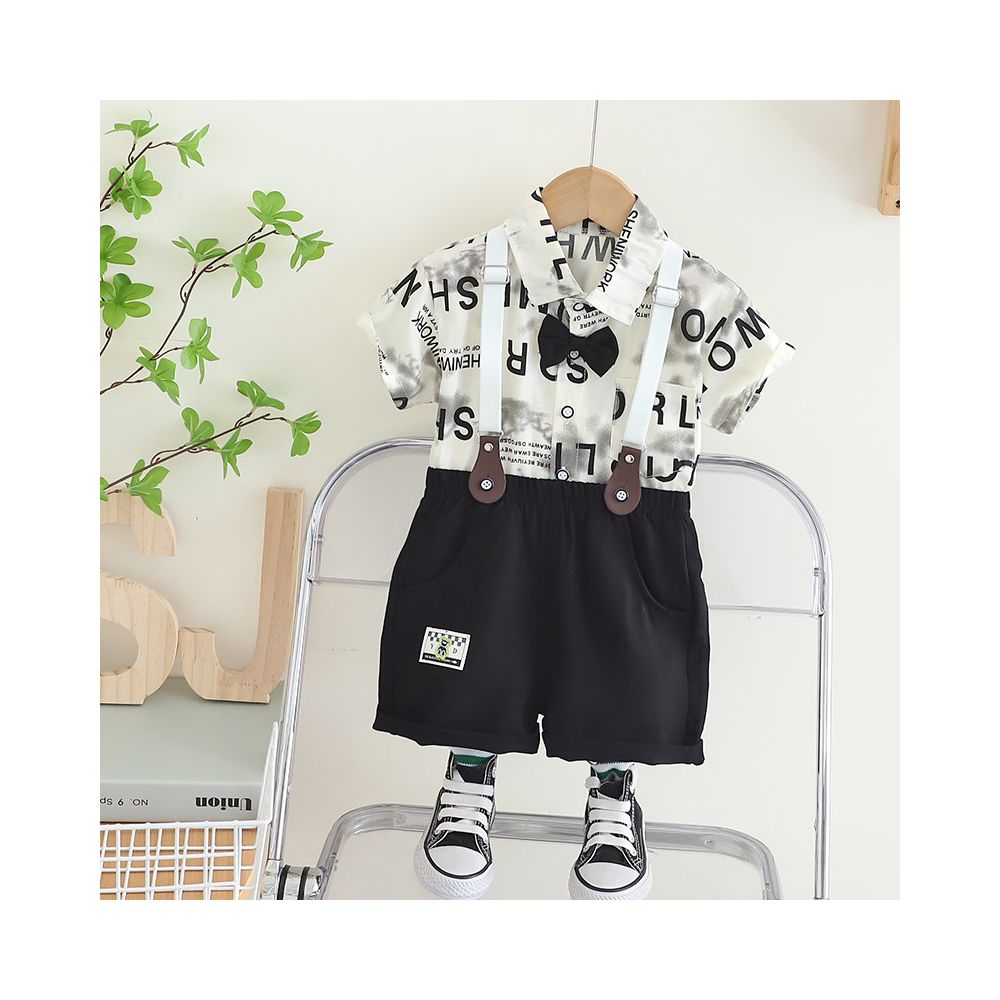 Boys short sleeved set for summer birthday 1 year old dress baby overalls handsome gentleman performance outfit graduation outfit size 5