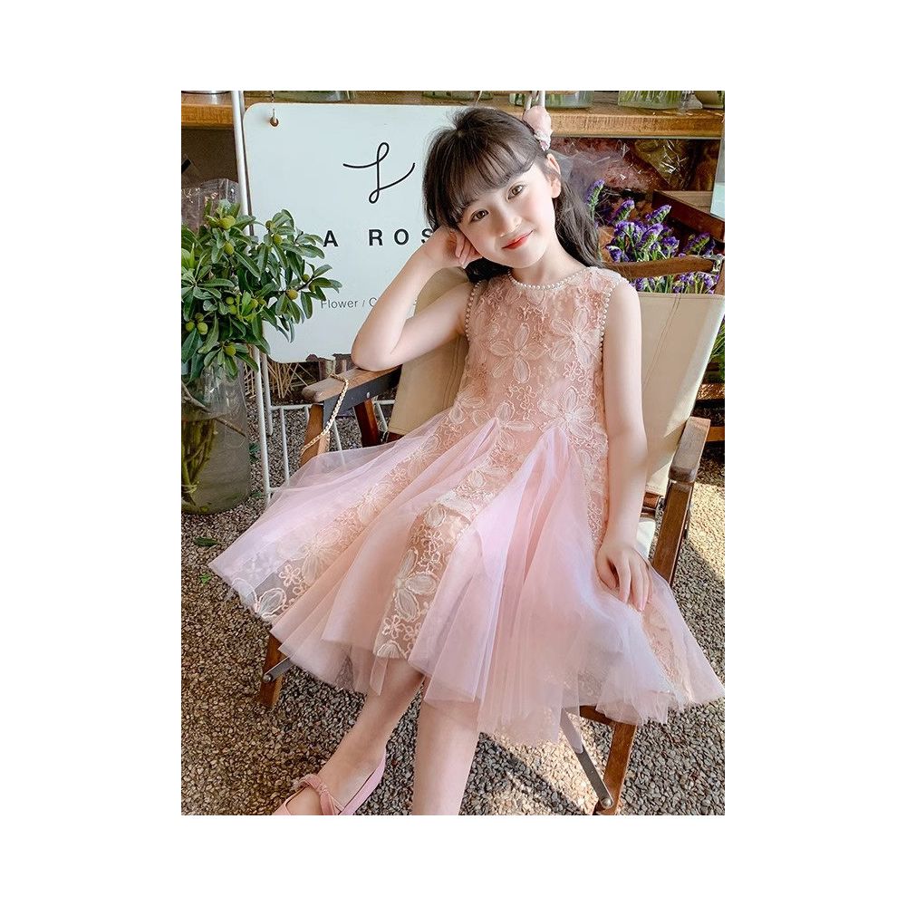 Girls dress summer dress little girls pink mesh princess dress 2025 new skin friendly dress stylish vest dress image 0