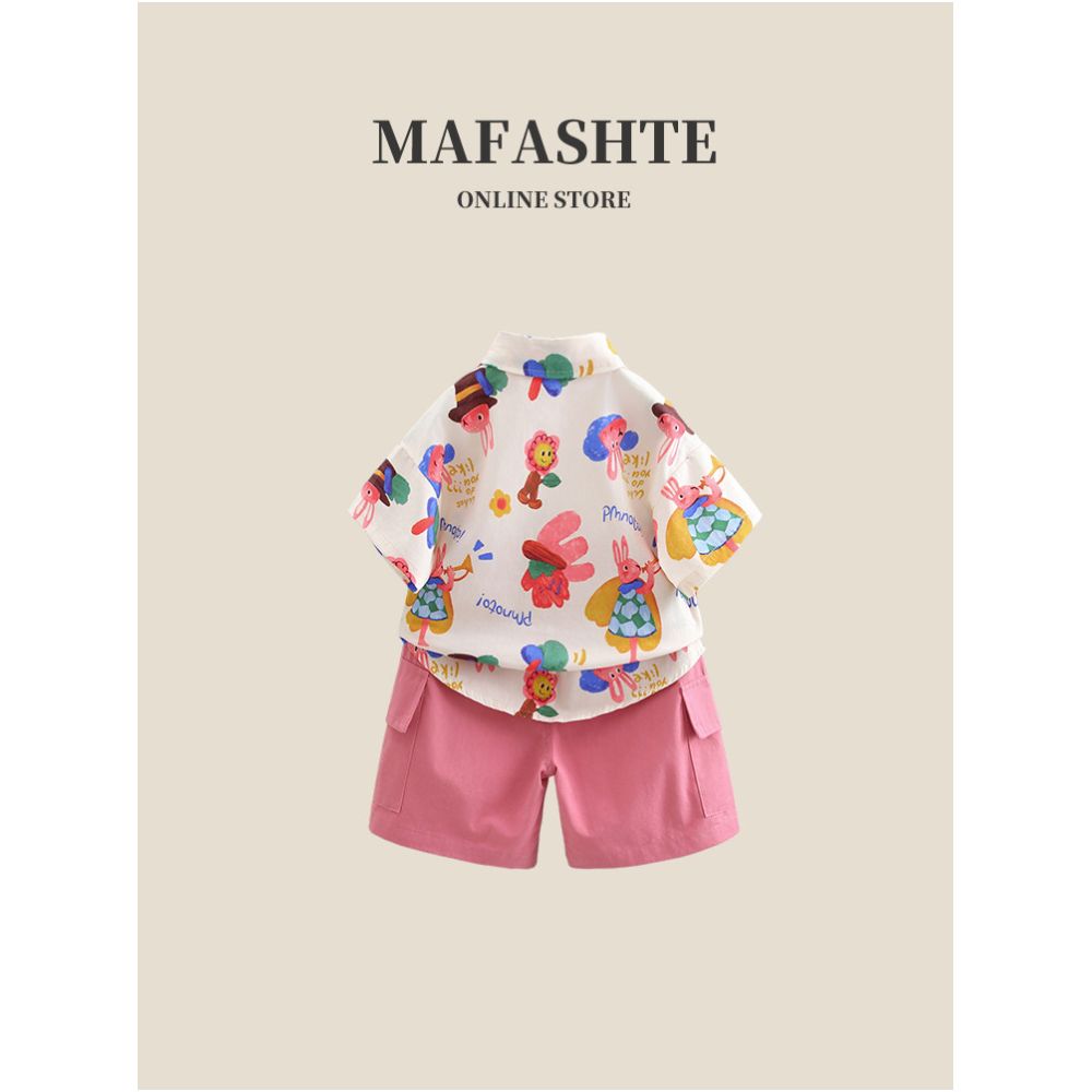 Boys 2025 new children s short sleeved summer style cool and stylish short sleeved shirt set for baby boys image 1