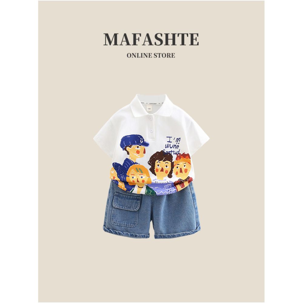 Boys Short Sleeve Set 2025 New Children s Summer Dress Stylish Shirt Baby Summer Dress Two Piece Set image 0