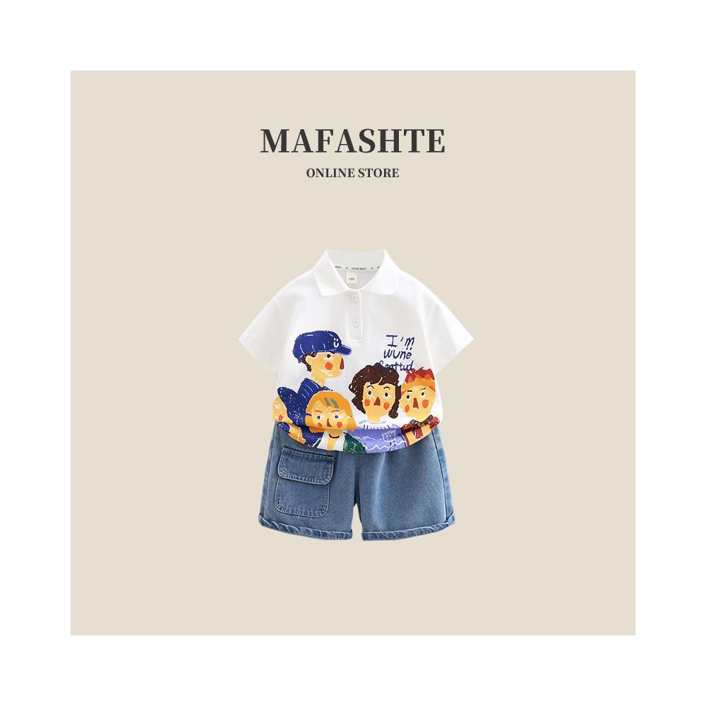 Boys Short Sleeve Set 2025 New Children s Summer Dress Stylish Shirt Baby Summer Dress Two Piece Set