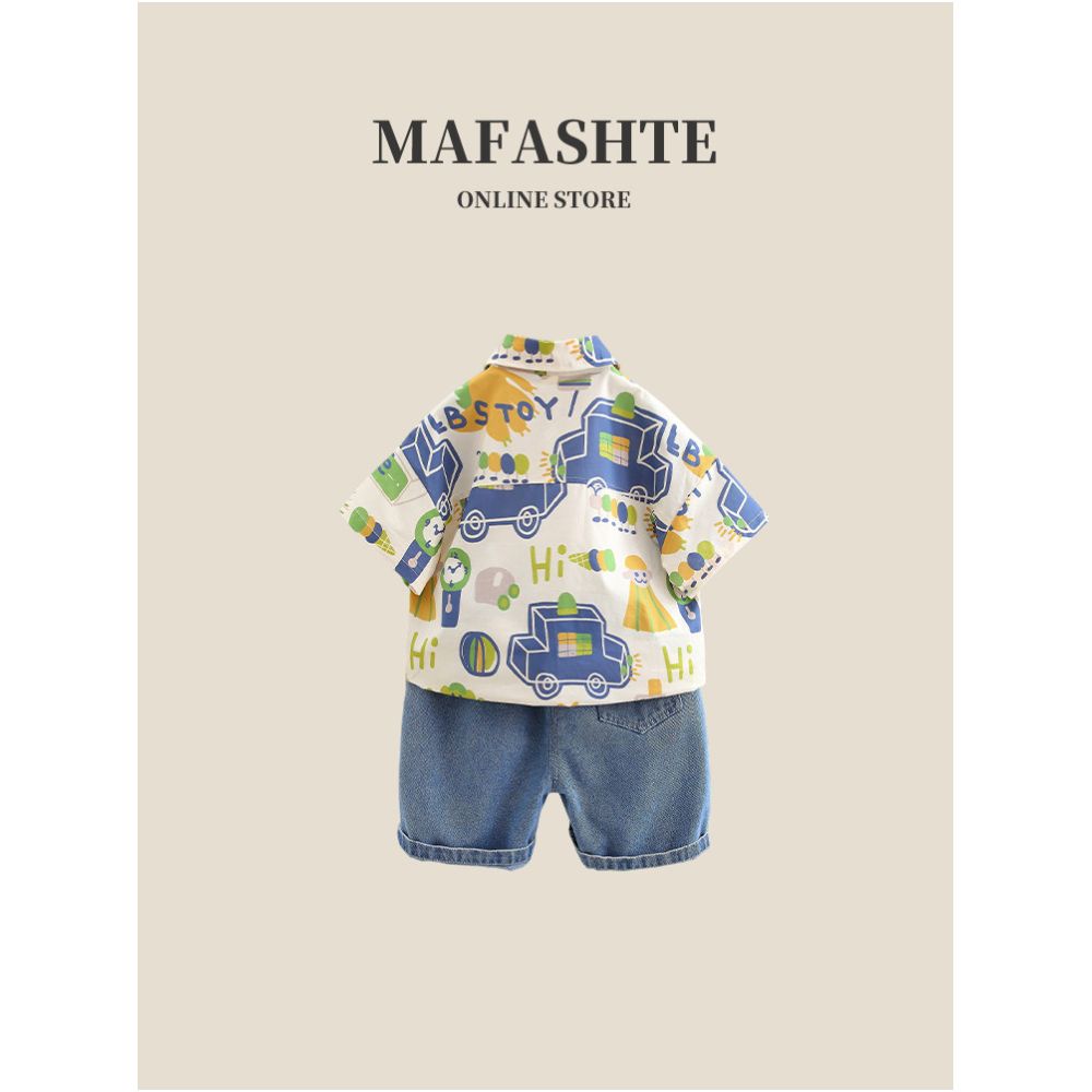 2025 New Style Summer Set for Boys Short Sleeved Summer Clothing for Kids Cool and Stylish Baby Boys Summer Shirt Set image 1