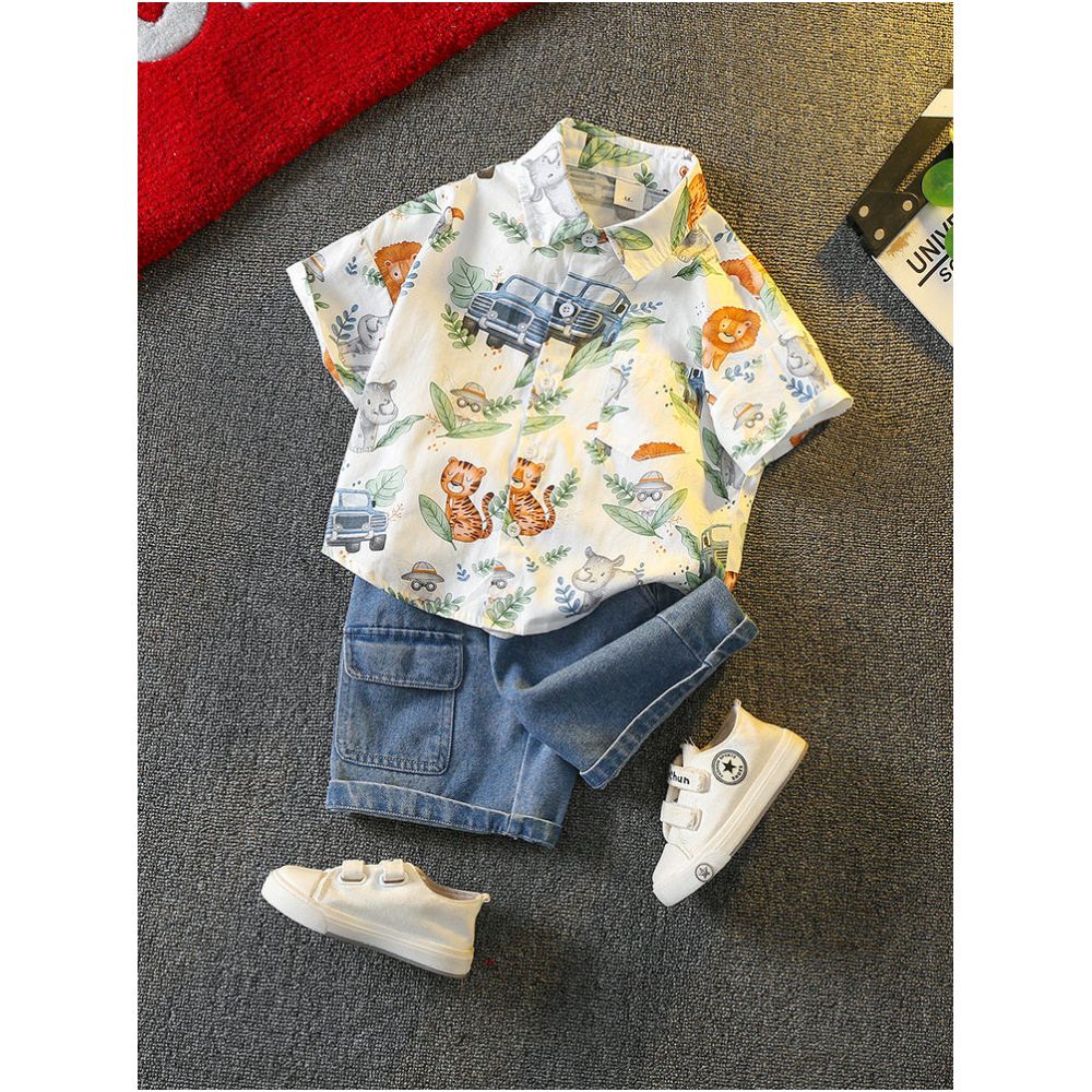 Boys Summer Dress Set 2025 New Style Baby Summer Rascal Handsome Fashionable Shirt Handsome Children s Korean Short Sleeve image 2