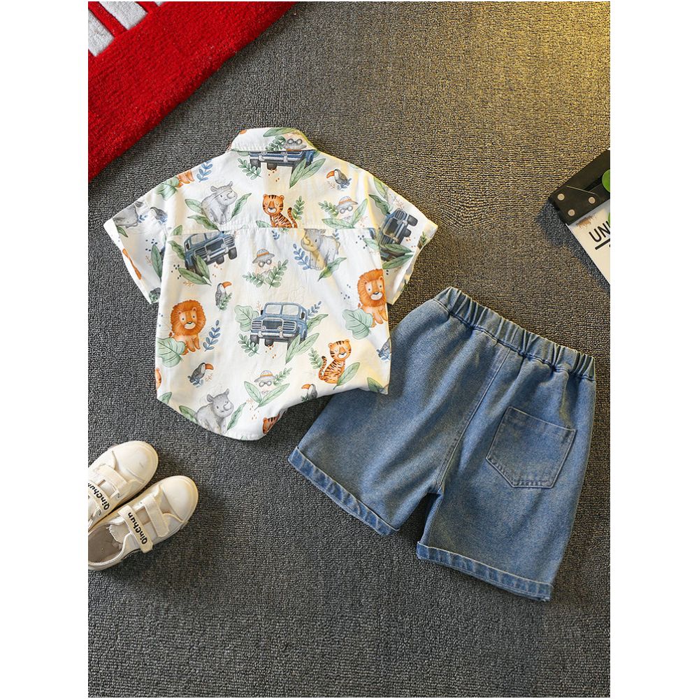 Boys Summer Dress Set 2025 New Style Baby Summer Rascal Handsome Fashionable Shirt Handsome Children s Korean Short Sleeve image 3
