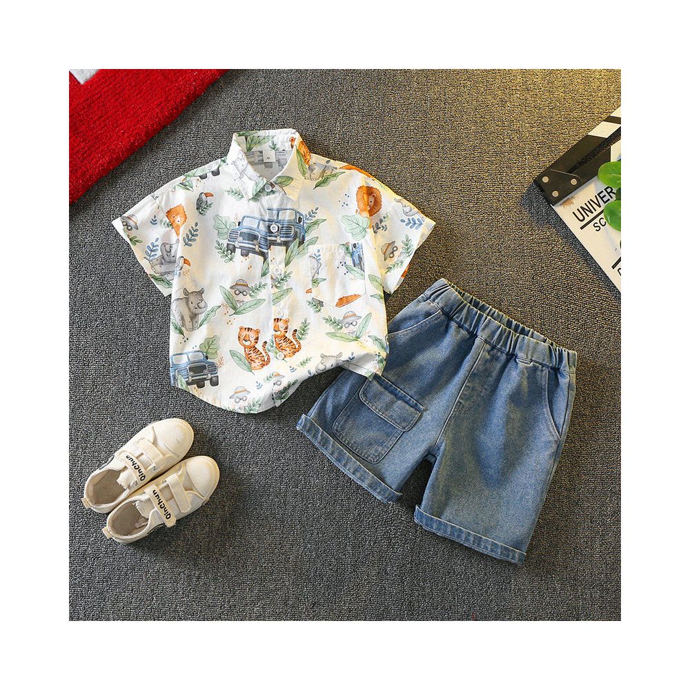 Boys Summer Dress Set 2025 New Style Baby Summer Rascal Handsome Fashionable Shirt Handsome Children s Korean Short Sleeve